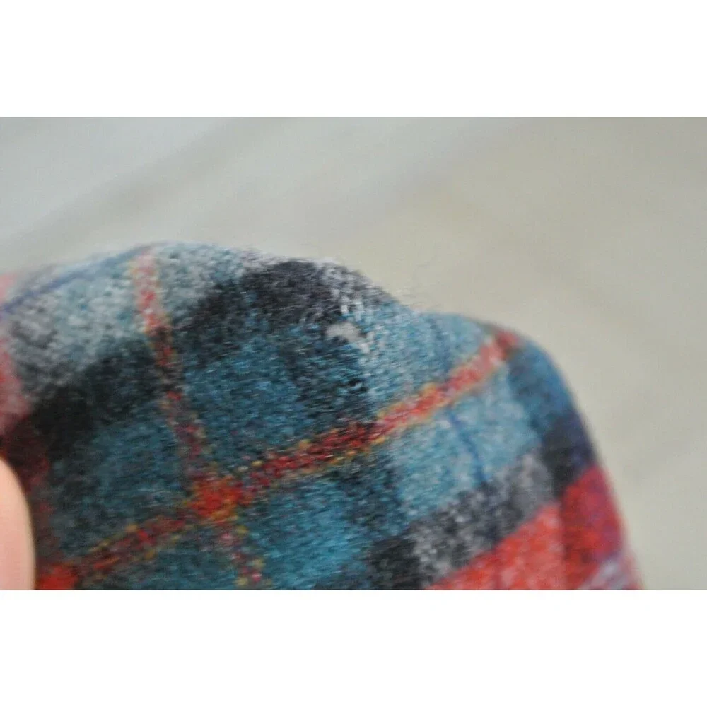PENDLETON Blue Red Gray Green 100% PURE WOOL Plaid Scarf Men Womens Tassel